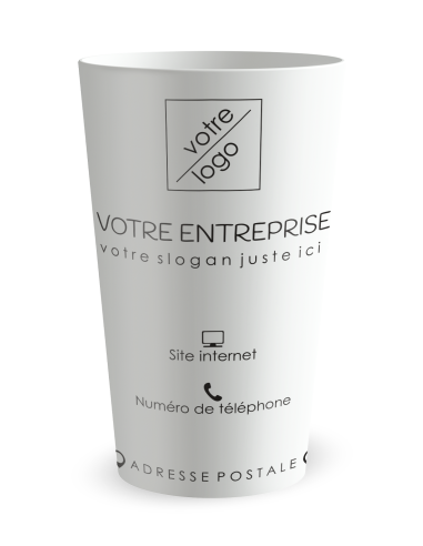 Gobelet blanc de face - entreprise carte de visite social media - Ecocup