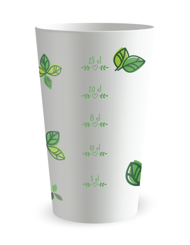 Witte beker met maatverdeling - wild groen - Ecocup