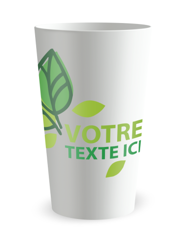 Gobelet blanc de face - événement feuilles et verdure - Ecocup
