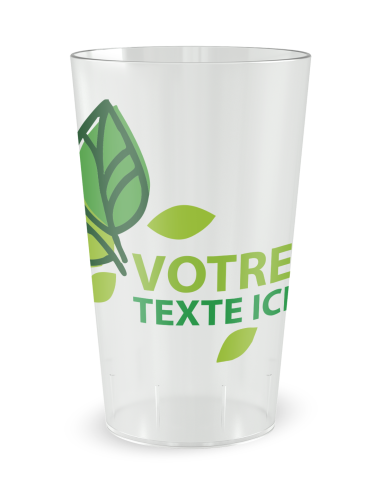 Gobelet transparent de face - événement feuilles et verdure - Ecocup