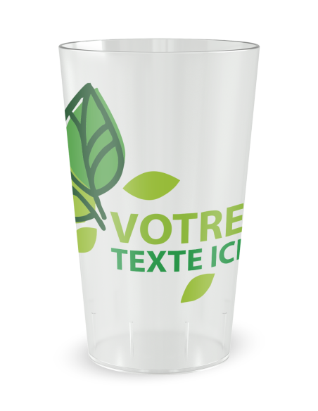 Gobelet transparent de face - événement feuilles et verdure - Ecocup