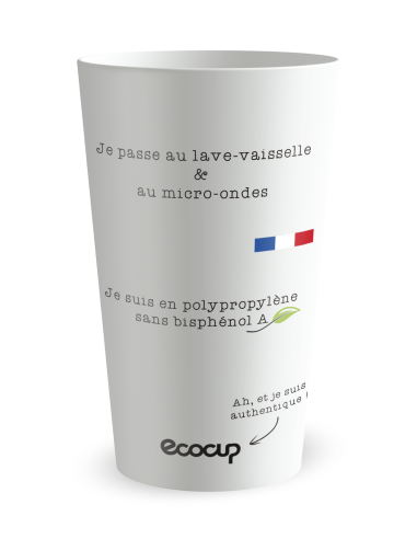 Gobelet blanc de dos - entreprise ecocup authentique - Ecocup
