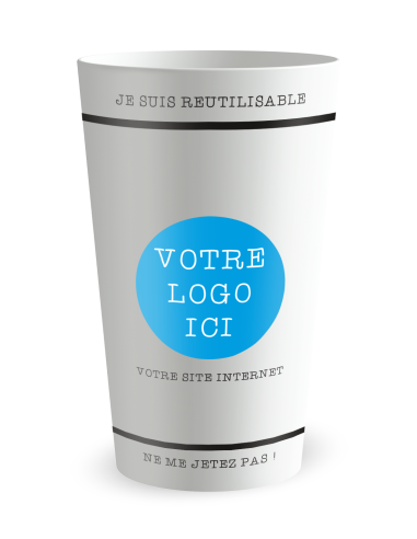 Witte beker aan de voorkant - Authentieke Bedrijfs-Ecocup op maat - Ecocup