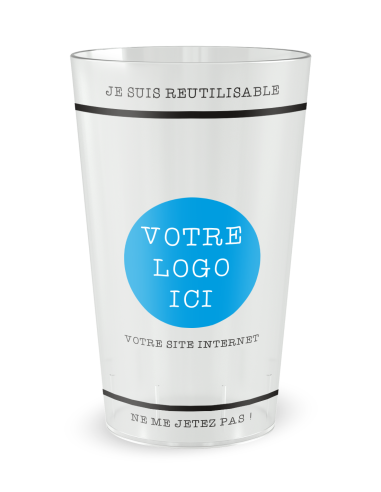 Transparante beker aan de voorkant - Authentieke Bedrijfs-Ecocup op maat - Ecocup