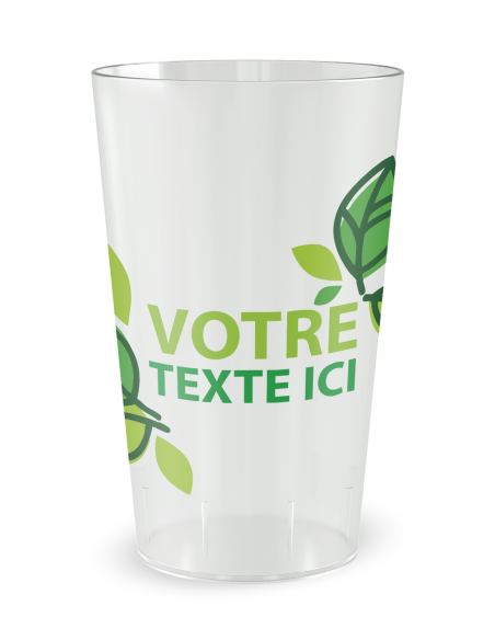 Gobelet transparent de face - feuilles vertes - Ecocup