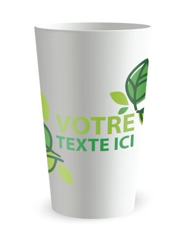 Witte beker aan de voorkant - botanisch blad - Ecocup