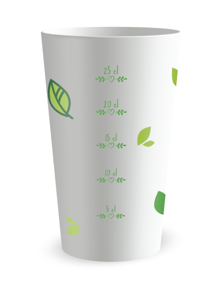 Gobelet blanc Graduation - pluie de feuilles - Ecocup