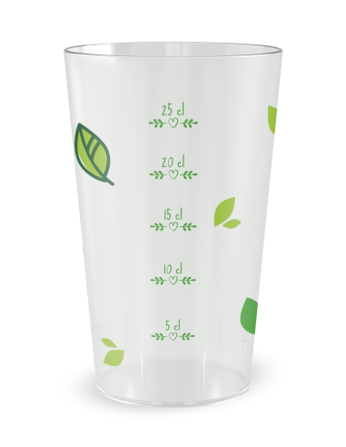 Transparante beker met maatverdeling - Vallende Bladeren - Ecocup