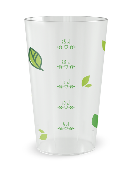 Transparante beker met maatverdeling - Vallende Bladeren - Ecocup