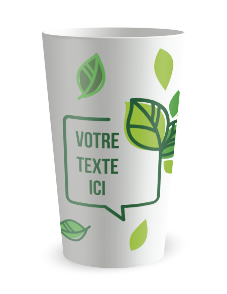 Witte beker van voren gezien - Vallende Bladeren - Ecocup