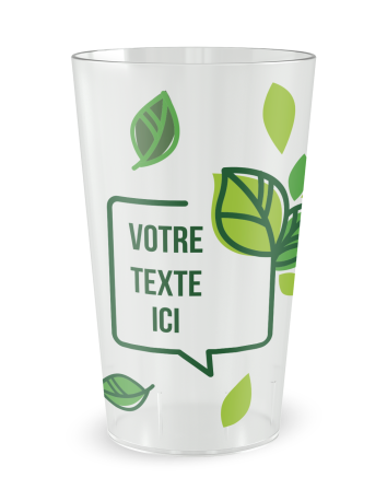 Gobelet blanc de face - pluie de feuilles - Ecocup 2