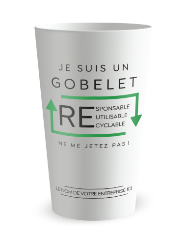 Gobelet blanc de face - entreprise réutilisable responsable - Ecocup