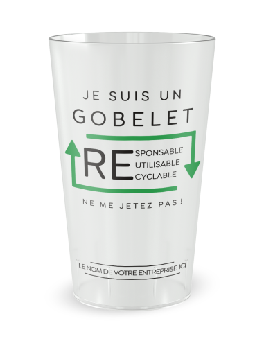 Gobelet transparent de face - entreprise réutilisable responsable - Ecocup