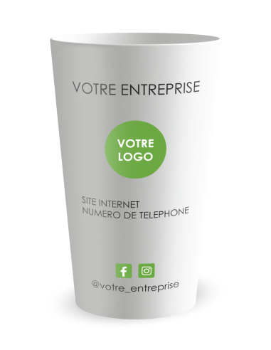 Gobelet blanc de dos - entreprise ne me jetez pas - Ecocup
