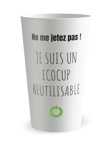 Gobelet blanc de face - entreprise ne me jetez pas - Ecocup