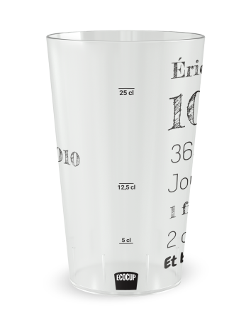 Gobelet transparent de face - mariage anniversaire - Ecocup 2
