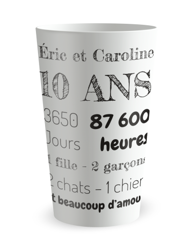 Gobelet blanc de face - mariage anniversaire - Ecocup