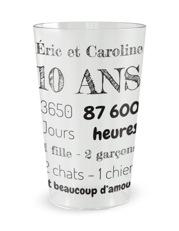 Gobelet transparent de face - mariage anniversaire - Ecocup