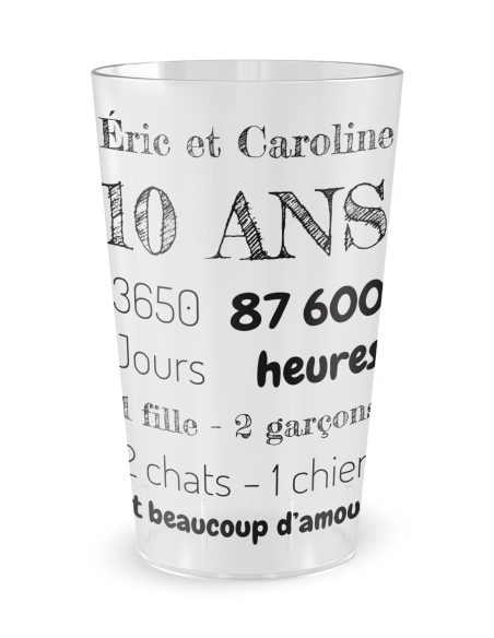 Gobelet transparent de face - mariage anniversaire - Ecocup