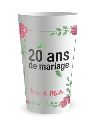 Gobelet blanc de face - mariage anniversaire union - Ecocup