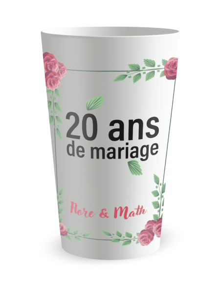 Gobelet blanc de face - mariage anniversaire union - Ecocup
