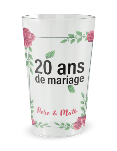 Gobelet transparent de face - mariage anniversaire union - Ecocup