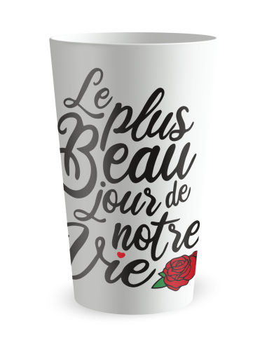 Witte beker aan de voorkant - trouwbeker - Ecocup
