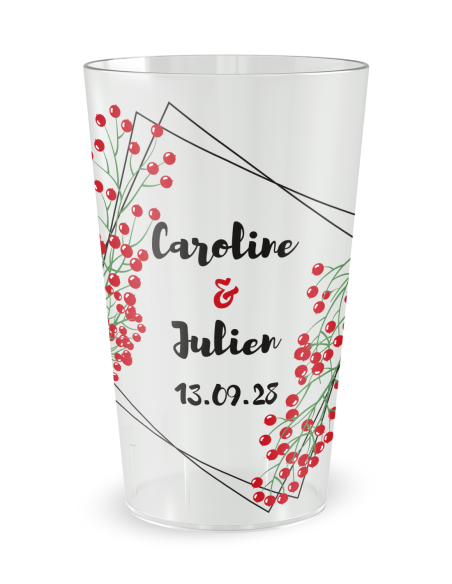 Gobelet transparent de face - Mariage Cadre Baies - Ecocup