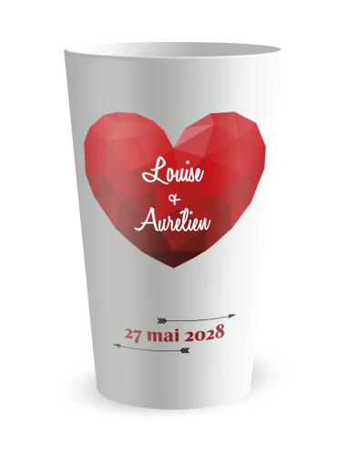 Witte beker aan de voorkant - Bruiloft hart - Ecocup