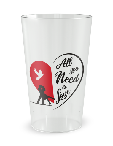 Transparante beker aan de voorkant - bruiloftsbeker rood hart - Ecocup