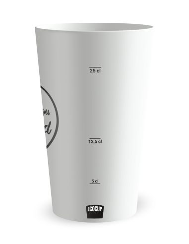 Witte beker met maatverdeling - bruiloftsbeker rood hart - Ecocup