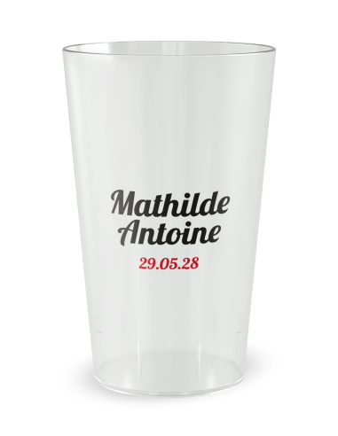 Gobelet transparent - Prénom - mariage cœur rouge - Ecocup