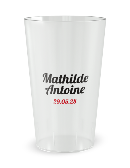Gobelet transparent - Prénom - mariage cœur rouge - Ecocup