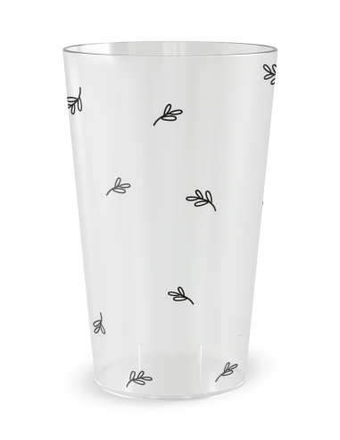 Gobelet transparent de face - mariage cœurs croisés feuilles - Ecocup