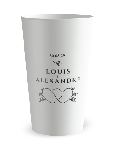 Gobelet blanc - Prénom - mariage cœurs entremêlés - Ecocup