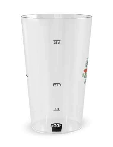 Transparante beker met maatverdeling - trouwbeker Klaproos - Ecocup