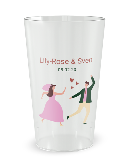 Gobelet transparent - Prénom - mariage couple de mariés - Ecocup