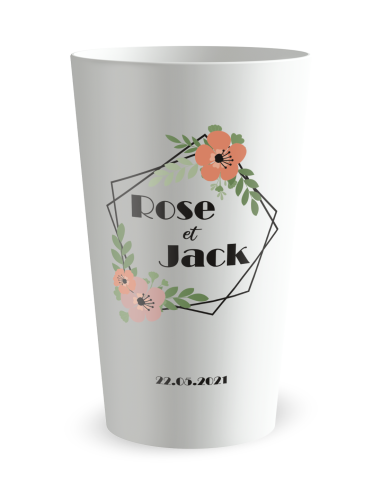 Gobelet blanc de face - mariage couronne - Ecocup