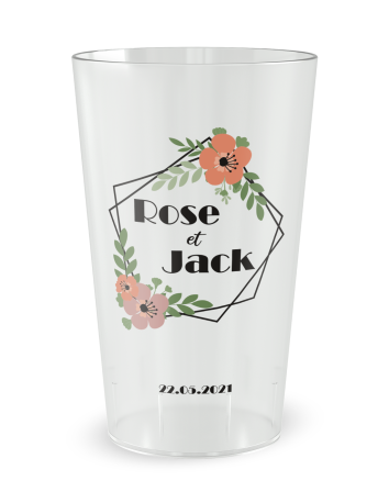 Gobelet transparent de face - mariage couronne - Ecocup