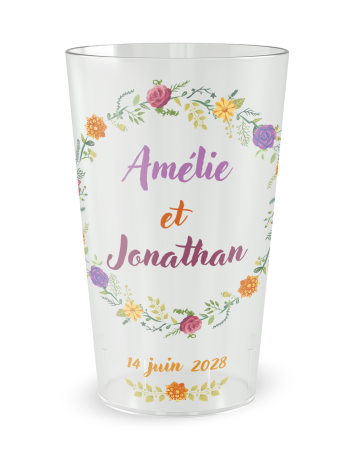 Gobelet transparent - Prénom - Mariage Couronne Automne - Ecocup
