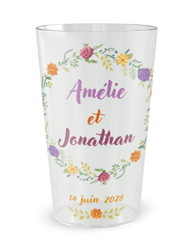 Gobelet transparent - Prénom - Mariage Couronne Automne - Ecocup