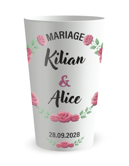 Gobelet personnalisé mariage couronne de roses - ECO 30 | Ecocup