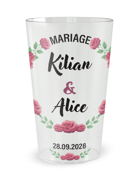 Gepersonaliseerde bruiloftsbeker rozenkroon - ECO 30 | Ecocup