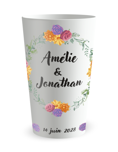 Gobelet transparent Graduation - mariage couronne en fleur - Ecocup