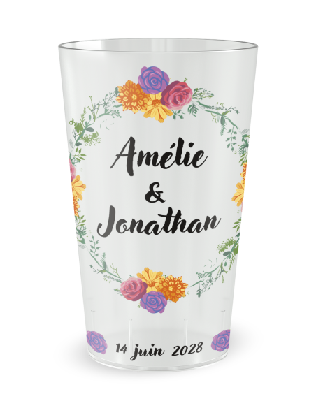 Gepersonaliseerde bruiloftbeker bloemenkroon - ECO 30 | Ecocup