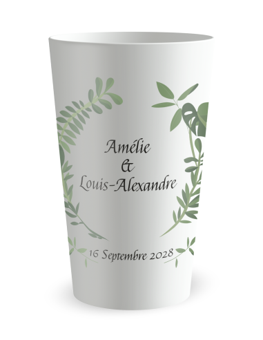 Gobelet blanc - Prénom - Mariage Couronne Plante - Ecocup