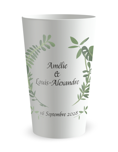 Witte beker - Voornaam - Bruiloft Kroon Plant - Ecocup