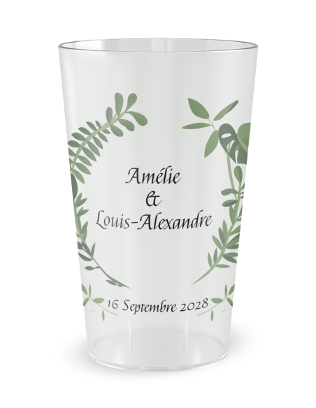Gobelet transparent - Prénom - Mariage Couronne Plante - Ecocup
