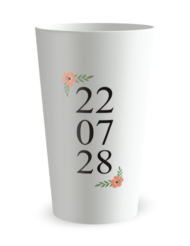 Gobelet blanc de face - mariage date - Ecocup