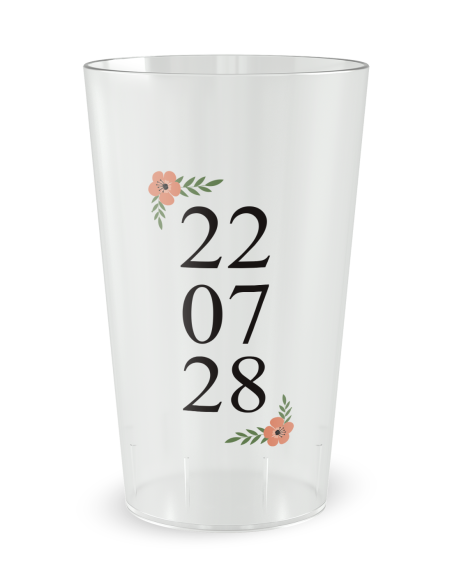 Gobelet transparent de face - mariage date - Ecocup